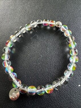 Nogu Aurora Burst | Silver | Galaxy Glass Bead Bracelet (clear beads)